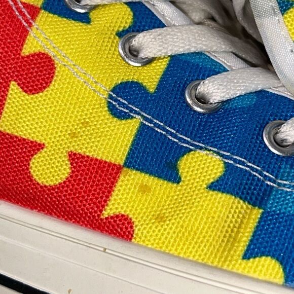 Unisex Autism Awareness V2 Canvas Hi Top Sneakers Size M8 W9 - Picture 4 of 10
